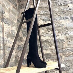 Stuart Weitzman Black Suede Highland Over The Knee Boots